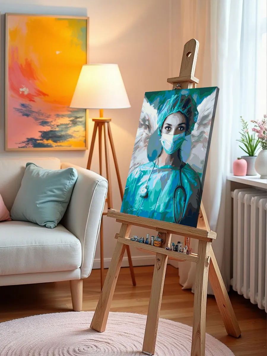 Картина по номерам «Медицина: девушка врач, ангел хранитель» — картинка 10