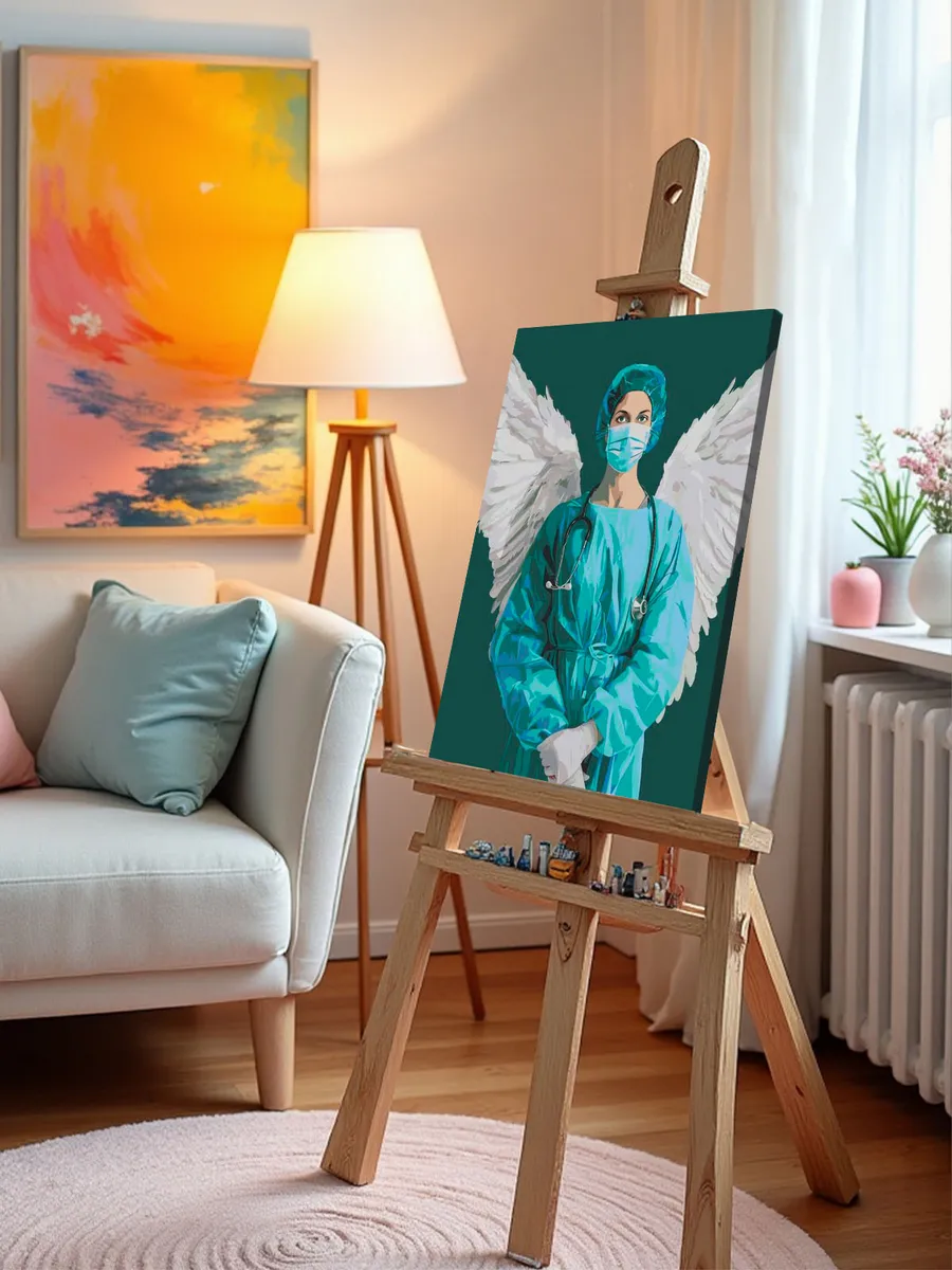 Картина по номерам «Медицина: девушка врач, ангел хранитель» — картинка 9