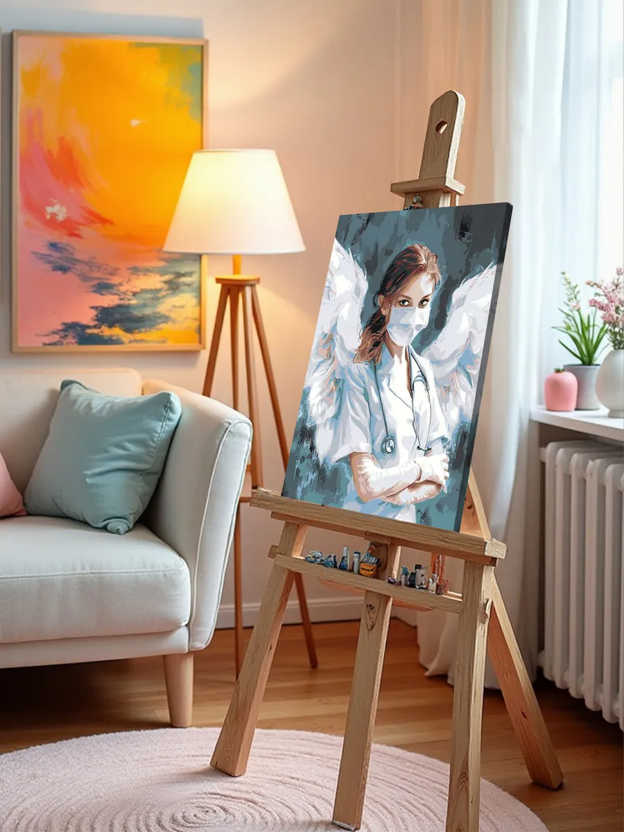 Картина по номерам «Медицина: девушка врач, ангел хранитель» — картинка 10