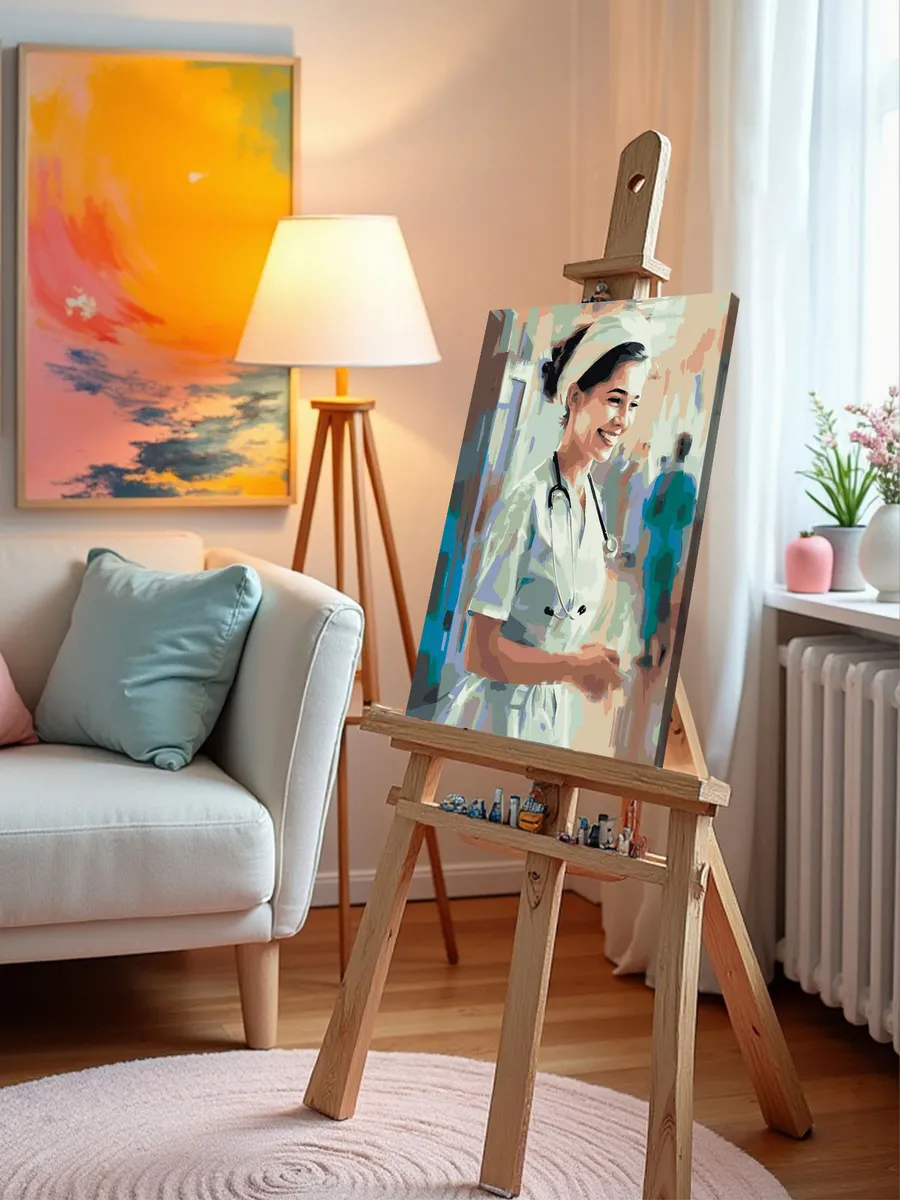 Картина по номерам «Медицина: девушка врач в больнице 40х50» — картинка 10