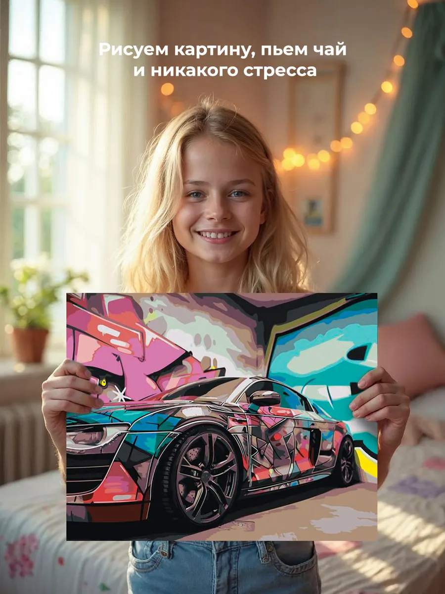 Картина по номерам «Машина Ауди и граффити андеграунд 40х50» — картинка 7