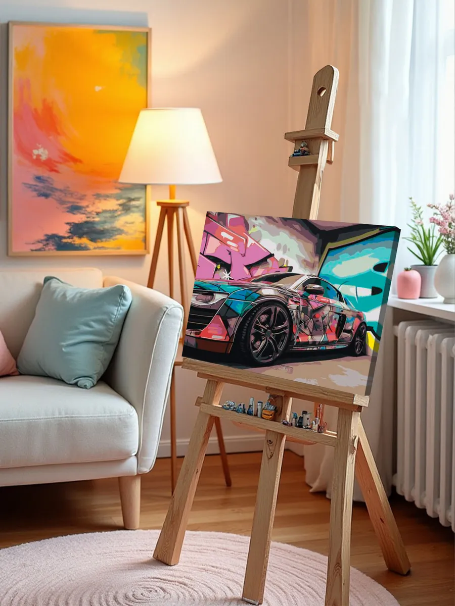 Картина по номерам «Машина Ауди и граффити андеграунд 40х50» — картинка 10