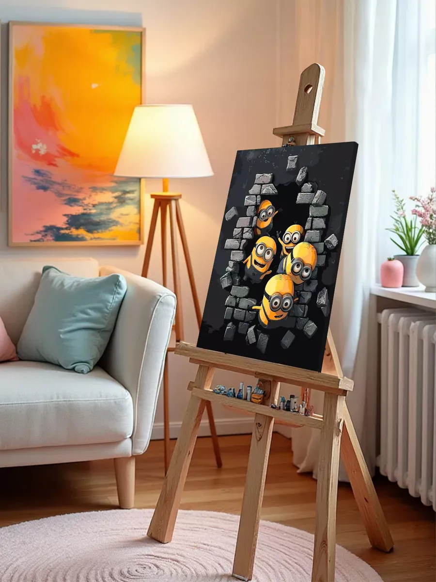 Картина по номерам «Миньоны в пещере, мульт Гадкий я 40х50» — картинка 9