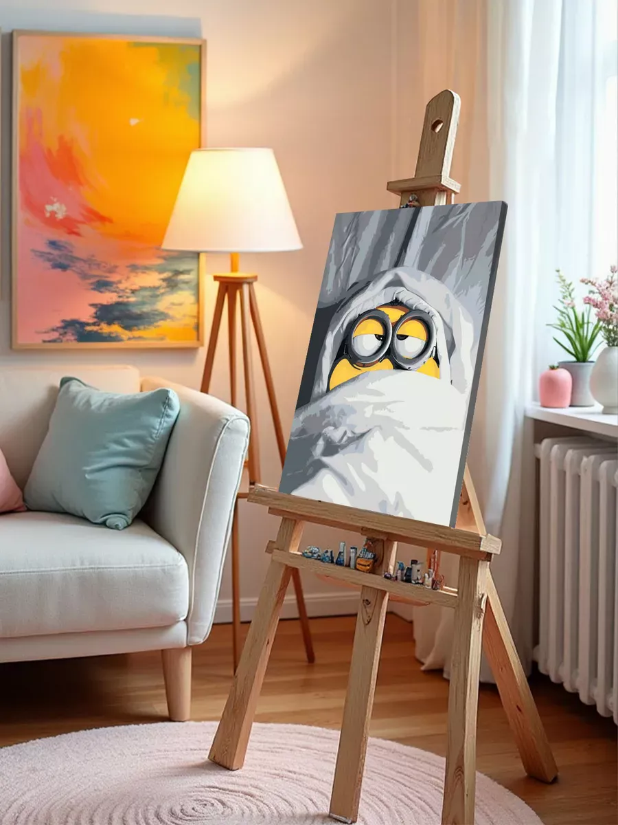 Картина по номерам «Миньоны в постели, мульт Гадкий я 40х50» — картинка 9