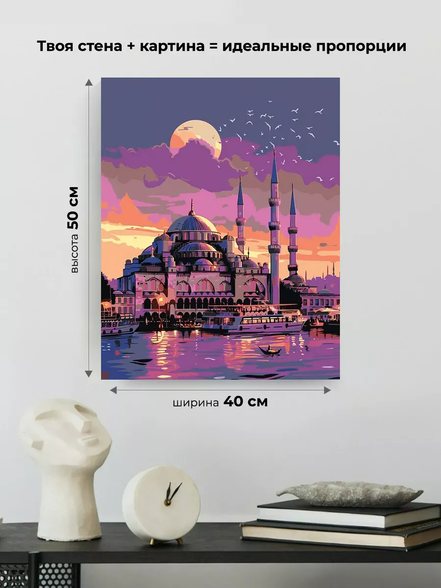 Картина по номерам «Город Стамбул, Турция: мечеть ночью» — картинка 3