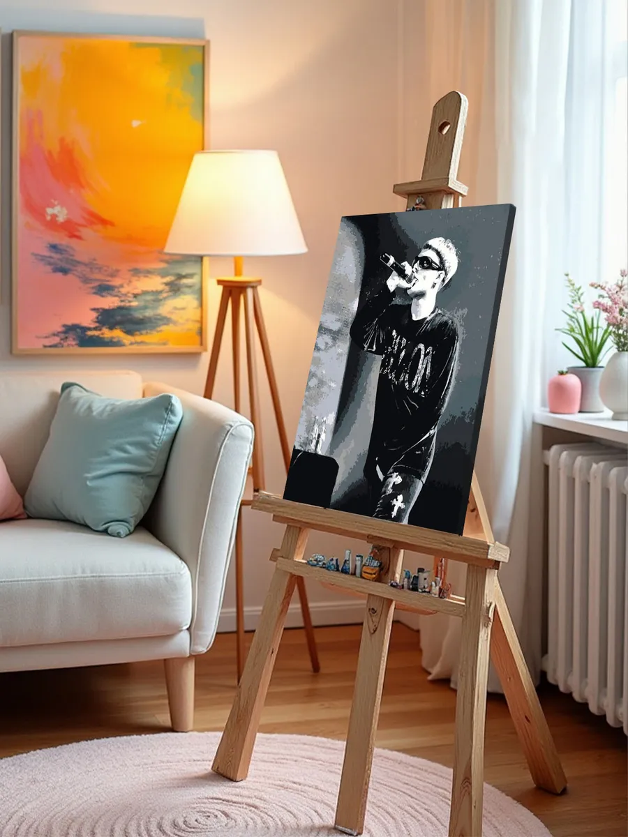 Картина по номерам «Рэп музыкант Toxis Токсис: Андрей чб» — картинка 10