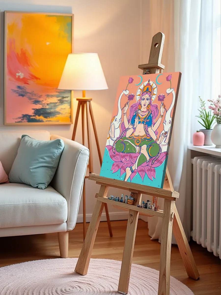 Картина по номерам «Религия индуизм: богиня Лакшми на лотосе» — картинка 10