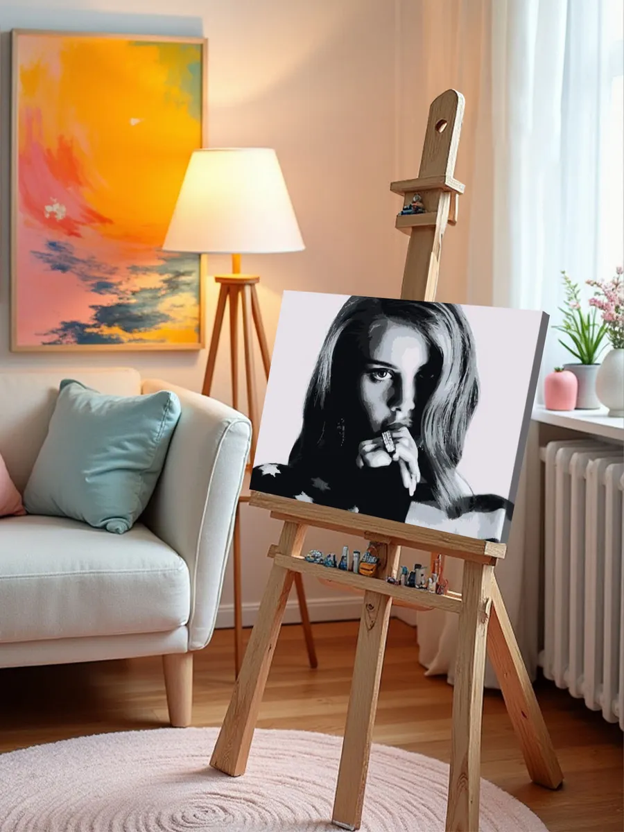 Картина по номерам «Lana Del Rey Лана Дель Рей: портрет чб» — картинка 9