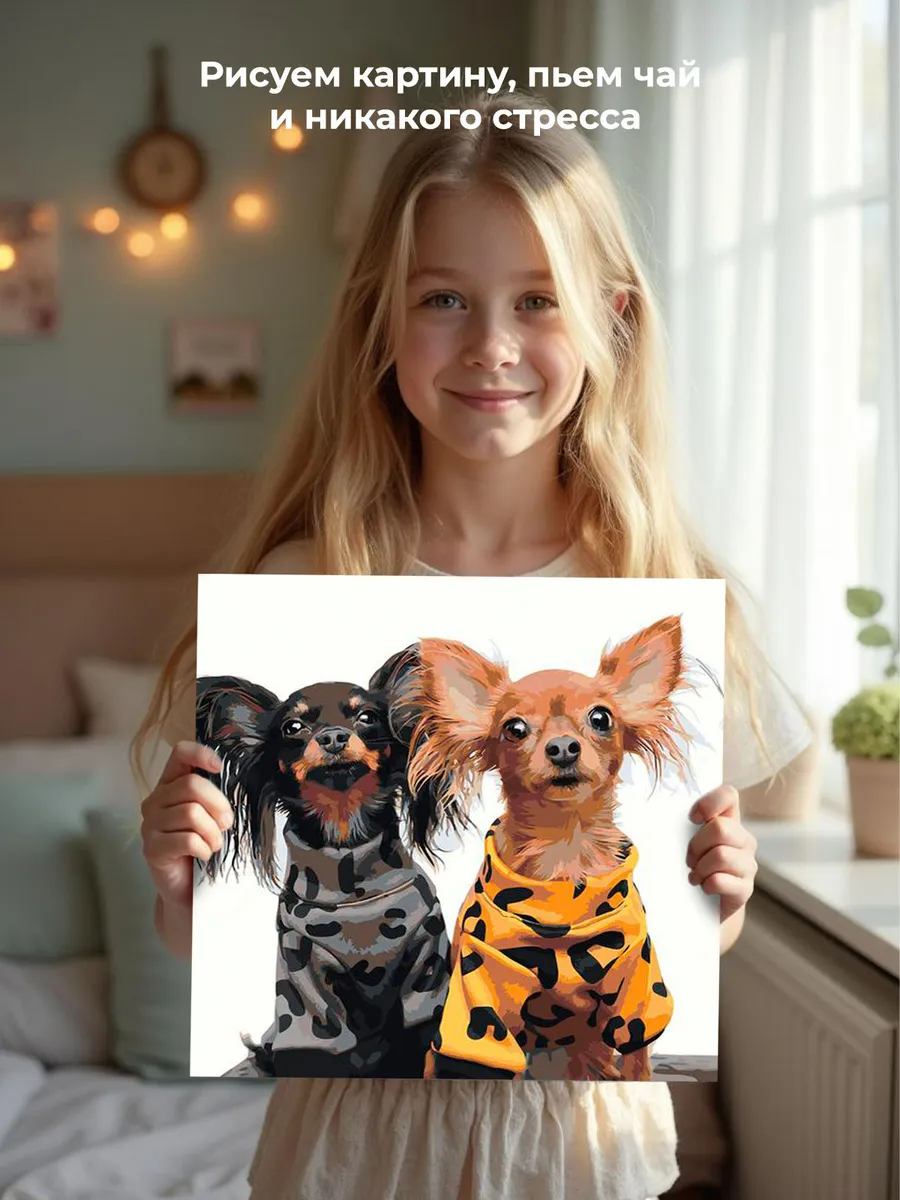 Картина по номерам «Собаки: длинношерстные Той терьеры 40x40» — картинка 7