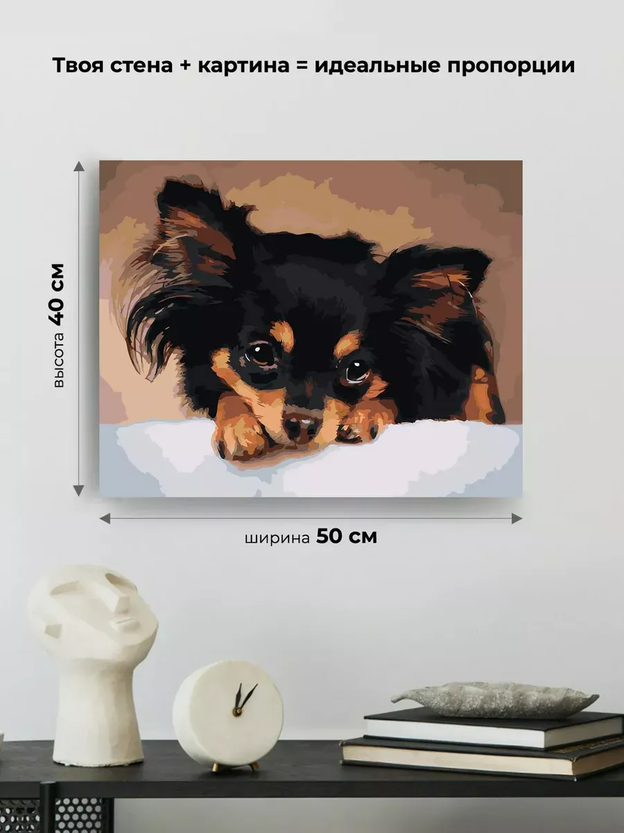 Картина по номерам «Собаки: длинношерстный Той терьер 40x50» — картинка 3