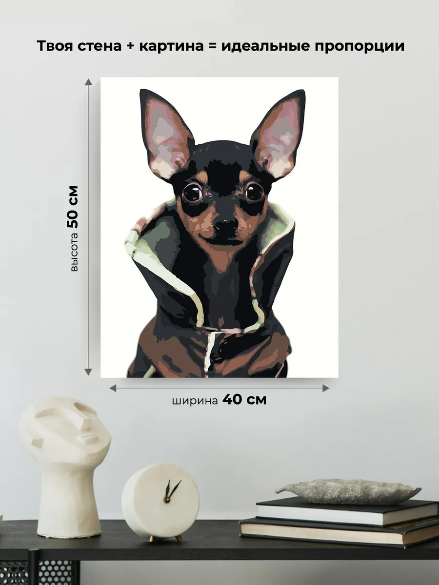 Картина по номерам «Собаки: Той терьер в куртке 40x50» — картинка 3