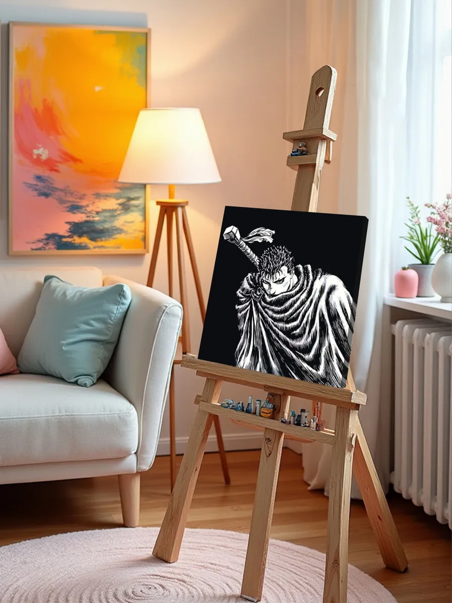 Картина по номерам «Берсерк Berserk манга аниме: Гатс чб» — картинка 10