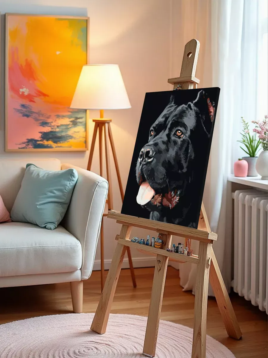 Картина по номерам «Собака Кане корсо черная портрет 40x50» — картинка 10