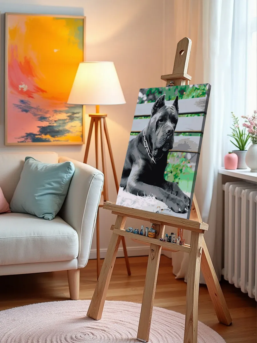 Картина по номерам «Собака Кане корсо черная 40x50» — картинка 9