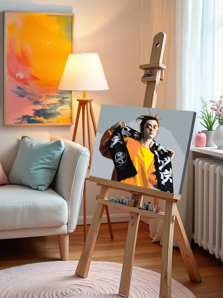 Картина по номерам «Рэпер Гон Флад GONE.Fludd: очки и шарф» — картинка 10