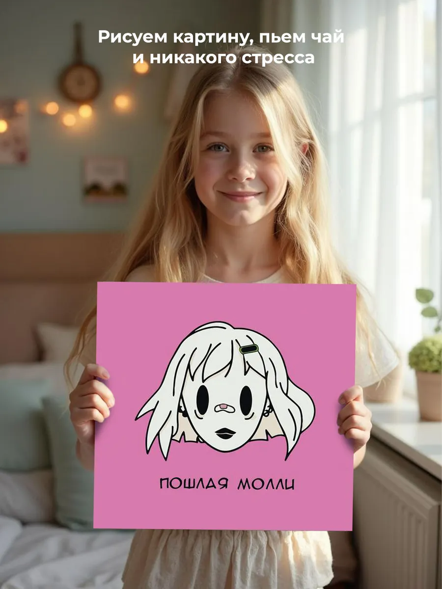 Картина по номерам «Пошлая Молли: розовый арт 40x40» — картинка 7