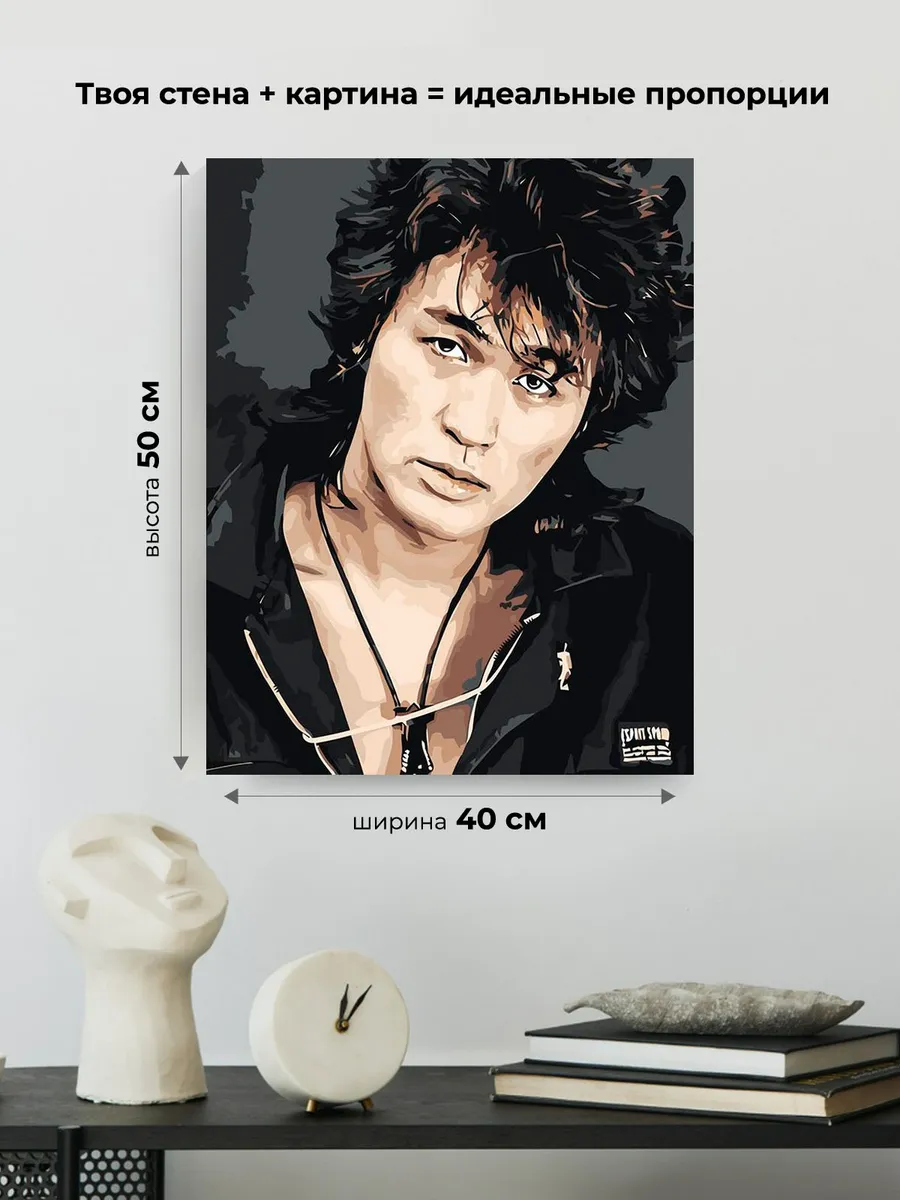 Картина по номерам «Группа Кино: Виктор Цой портрет 40x50» — картинка 3