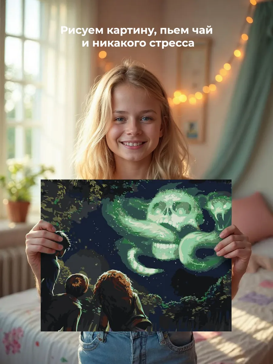 Картина по номерам «Гарри Поттер: Рон, Гермиона, черная метка» — картинка 6