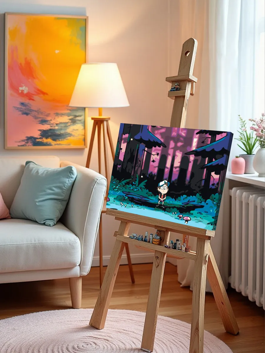 Картина по номерам «Гравити Фолз Фолс: Диппер в лесу, ночь» — картинка 10