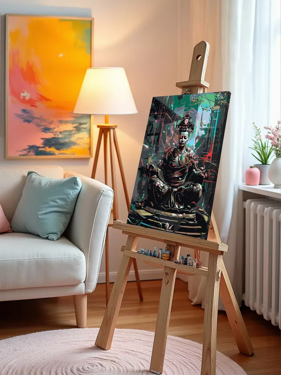 Картина по номерам «Религия буддизм: Будда киберпанк, неон» — картинка 10