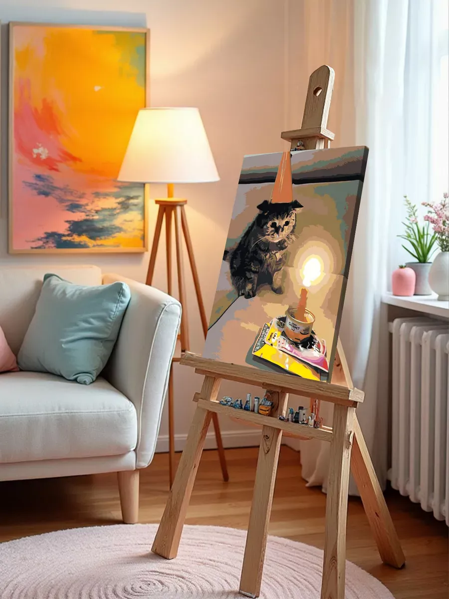 Картина по номерам «Мемы: Грустный кот, День рождения 40x50» — картинка 9