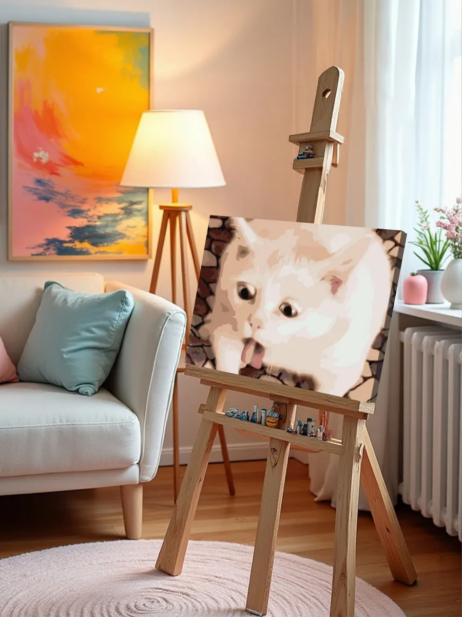 Картина по номерам «Мем, коты из мемов: Белый кот 40x50» — картинка 9