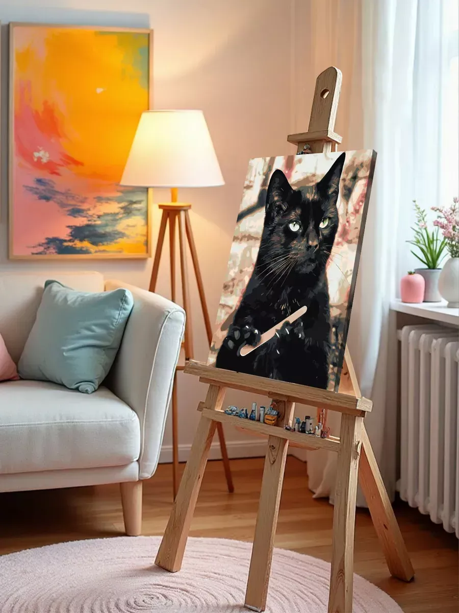 Картина по номерам «Мемы: Черный кот точит когти, Сабрина» — картинка 9