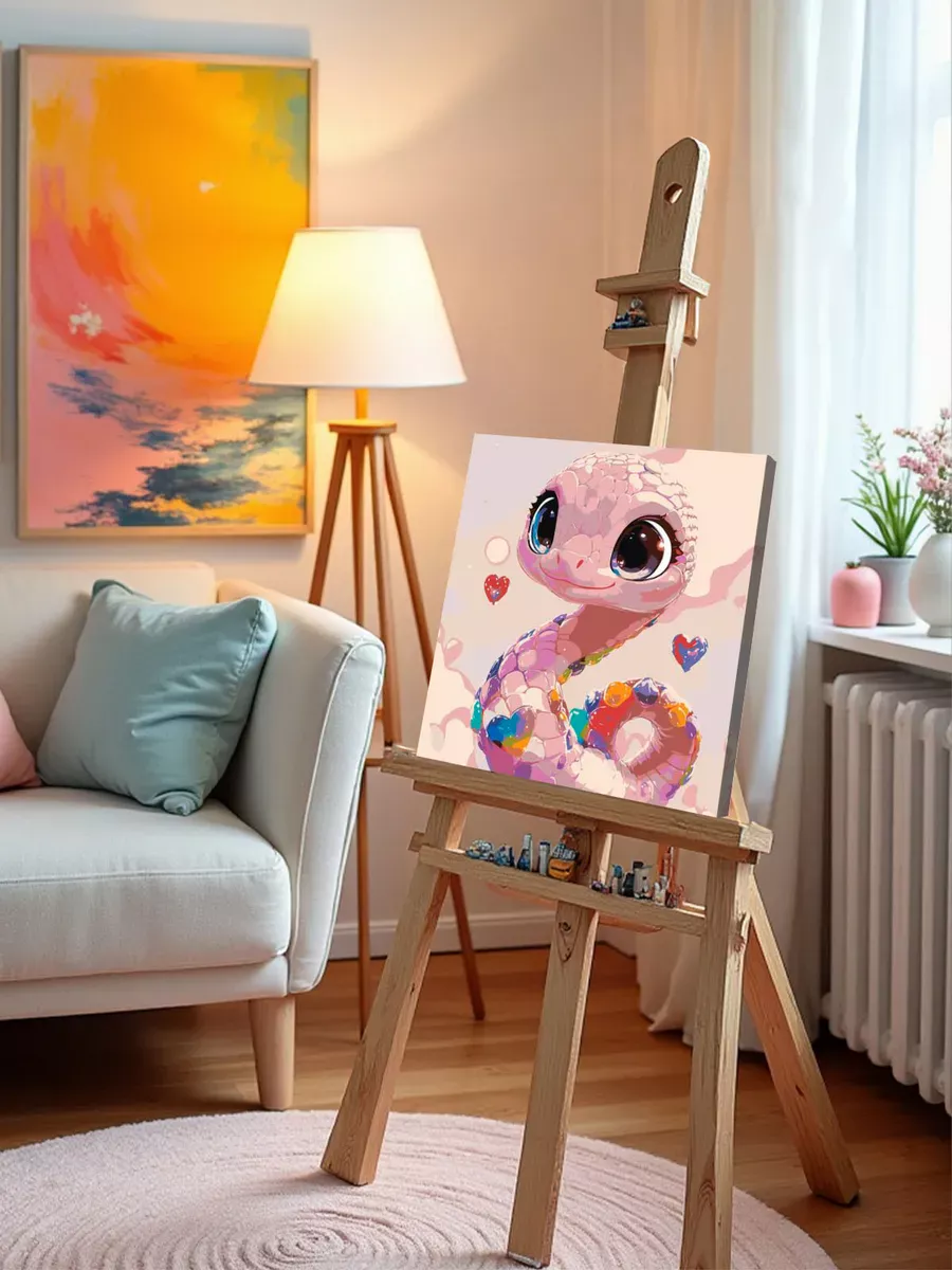 Картина по номерам «Розовая змея, Символ года, животные» — картинка 10