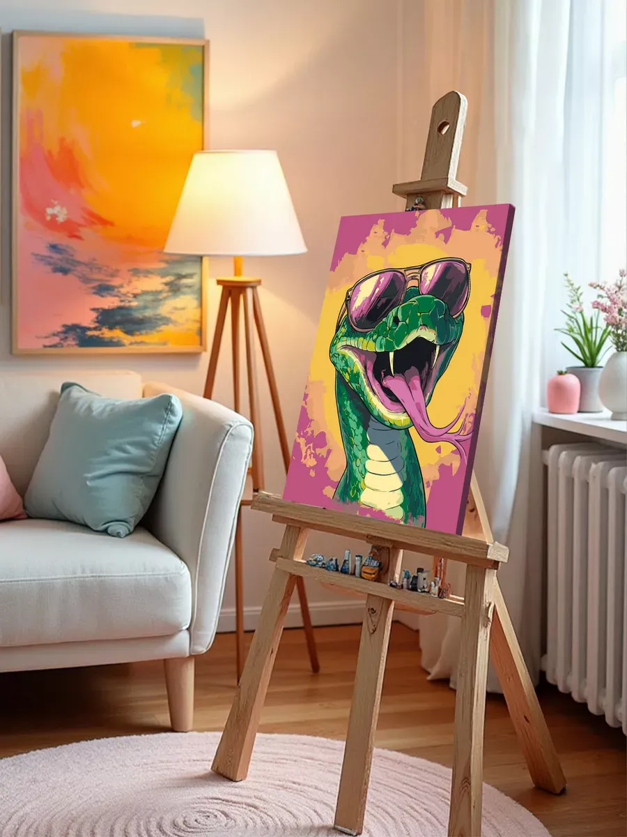 Картина по номерам «Змея в очках, Символ года, животные 40x50» — картинка 10