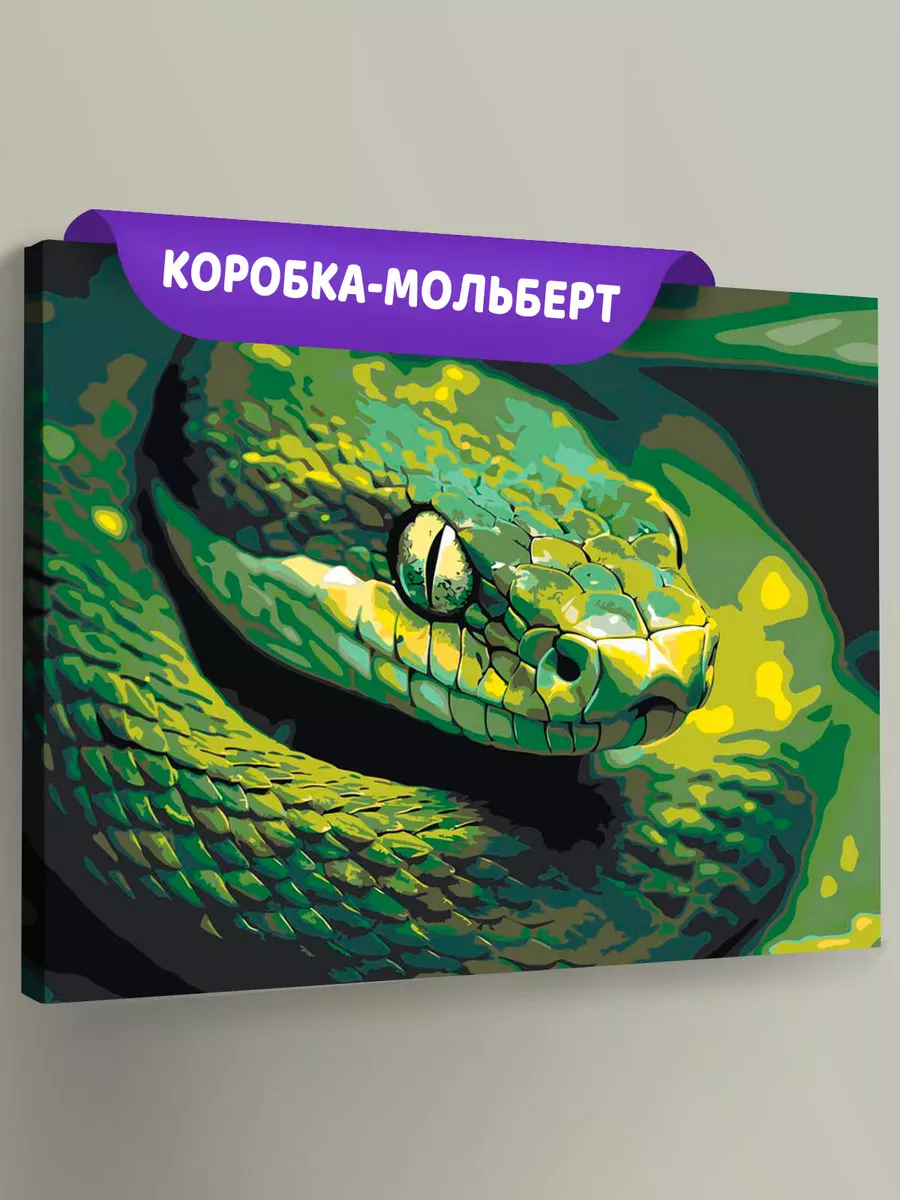 Картина по номерам «Зеленая змея, Символ года, животные»