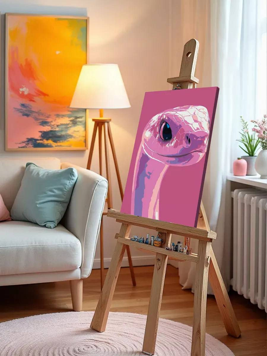 Картина по номерам «Розовая змея, Символ года, животные» — картинка 10