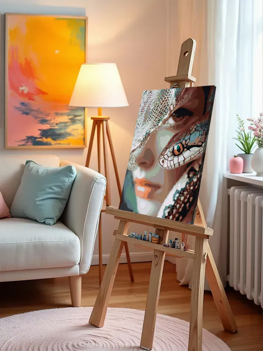 Картина по номерам «Змея и девушка, животные, Символ года» — картинка 10