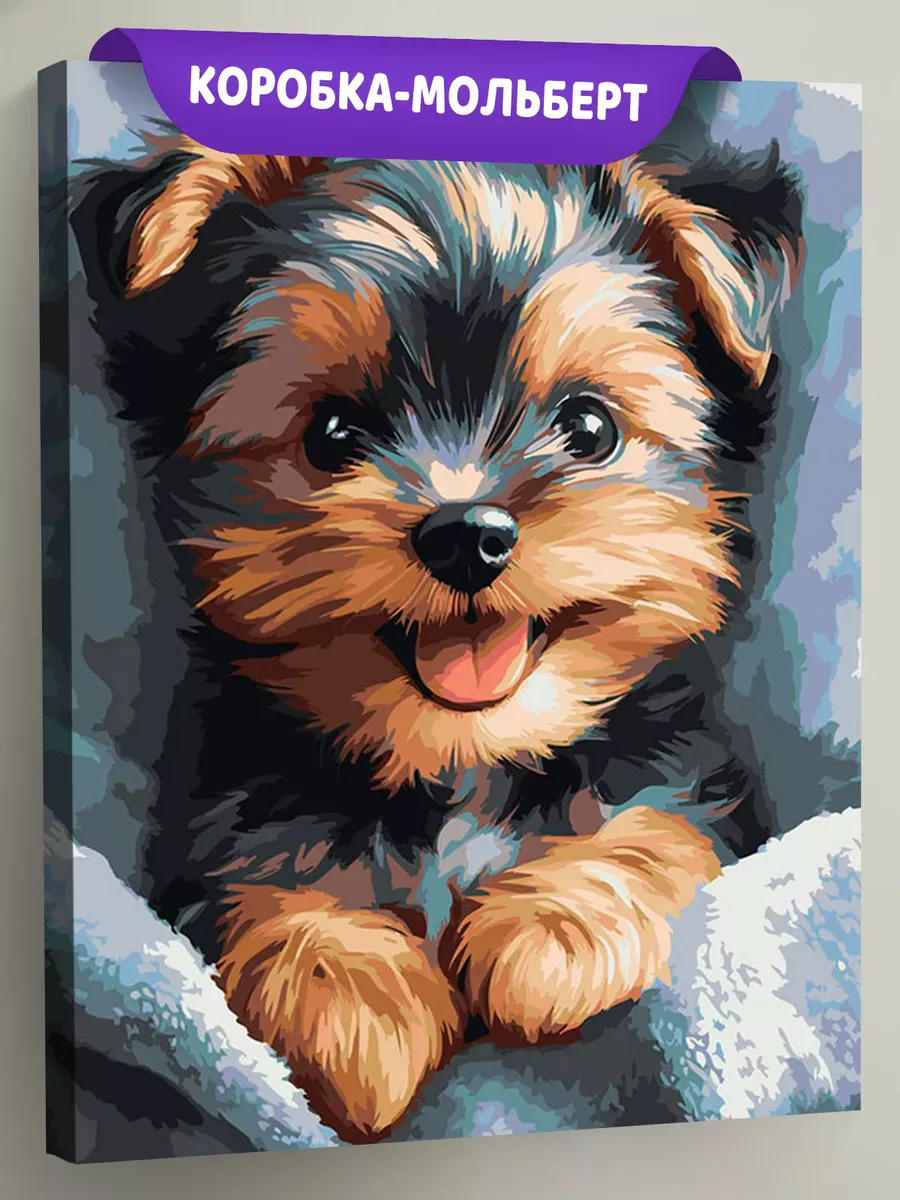 Картина по номерам «Собаки: йоркширский терьер, щенок 40х50»