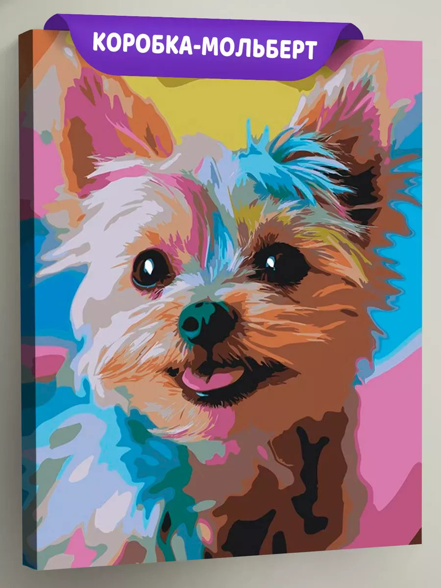 Картина по номерам «Собаки: разноцветный йоркширский терьер»