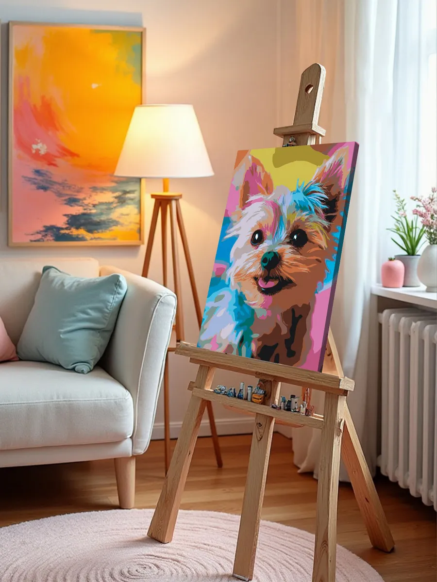 Картина по номерам «Собаки: разноцветный йоркширский терьер» — картинка 9