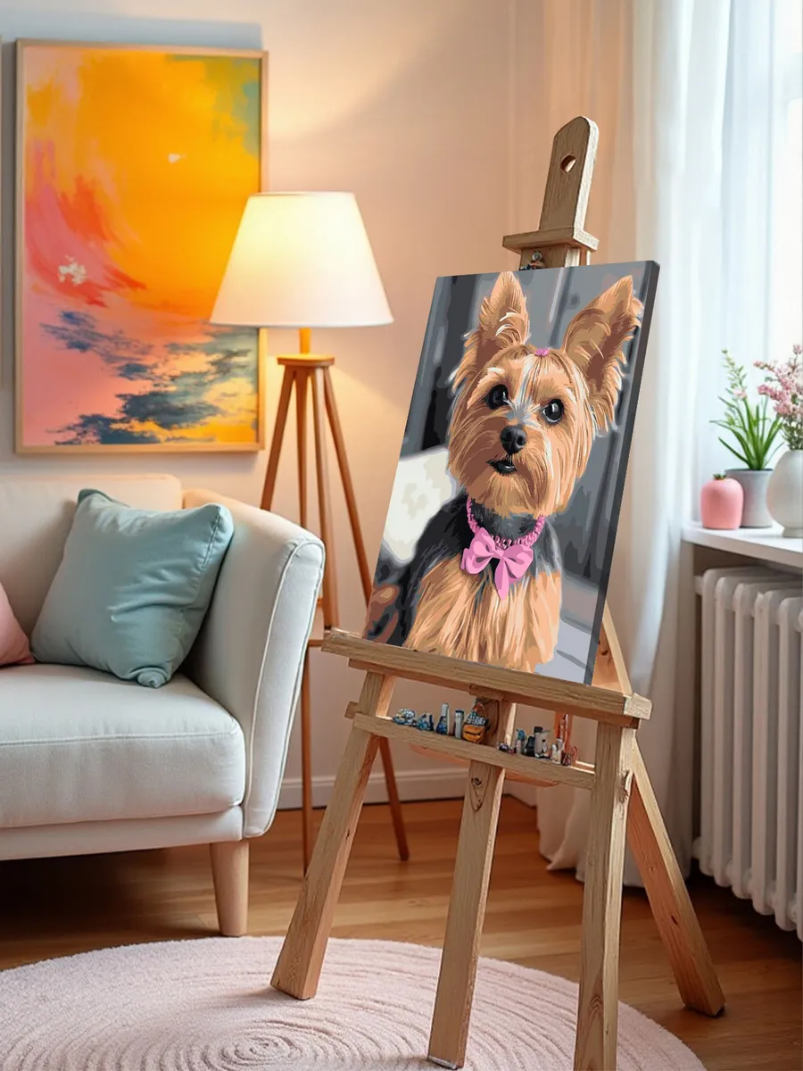 Картина по номерам «Собаки: йоркширский терьер с бантиком» — картинка 9