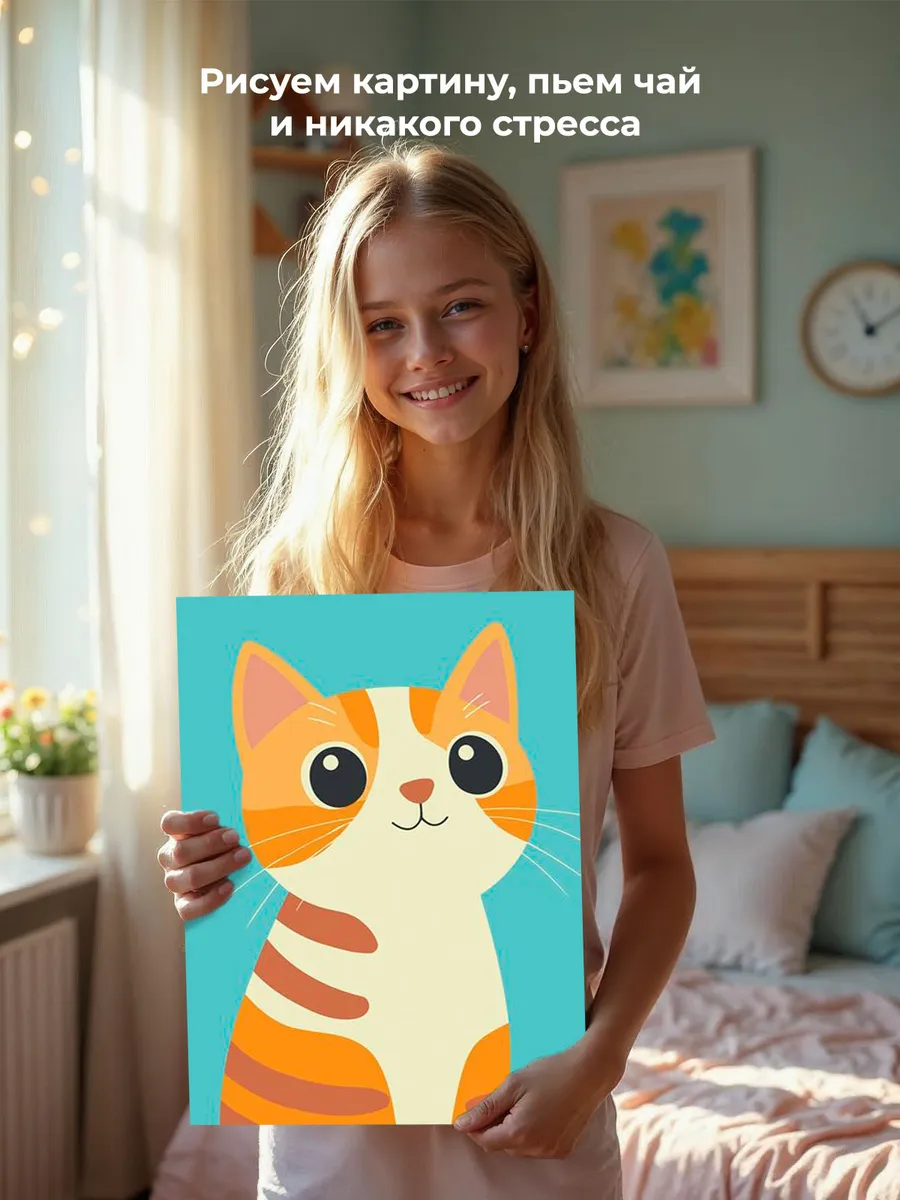 Картина по номерам «Детская, для детей: довольный рыжий кот» — картинка 7