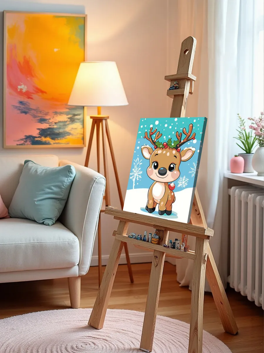 Картина по номерам «Детская, для детей: олененок, Новый год» — картинка 9