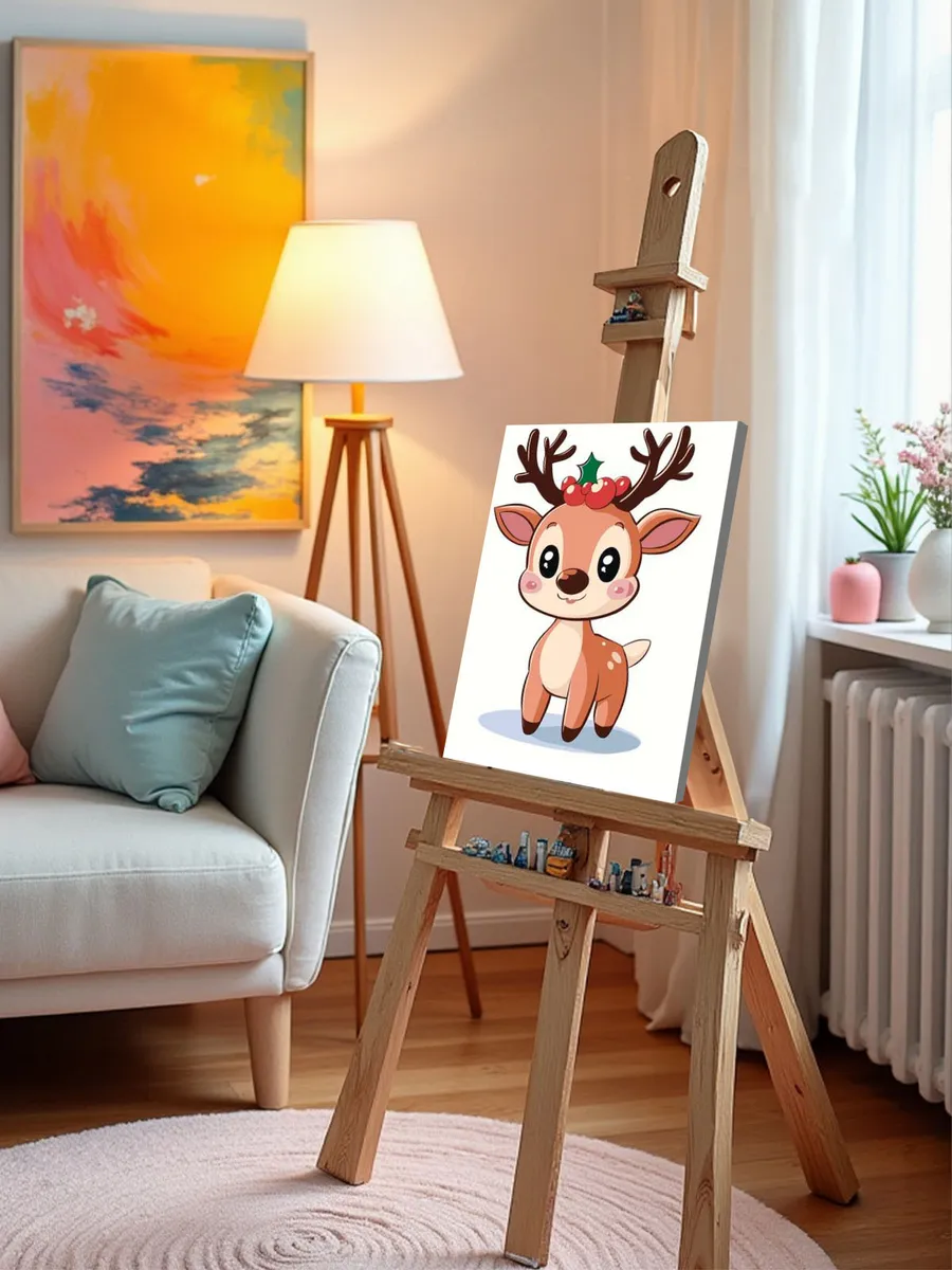 Картина по номерам «Детская, для детей: олененок, Новый год» — картинка 10