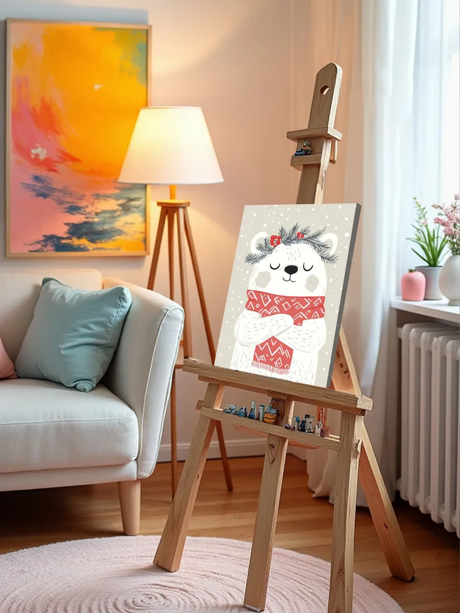 Картина по номерам «Детская, для детей: белый медведь, снег» — картинка 10