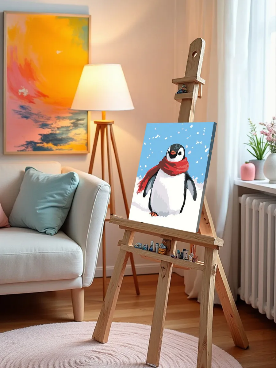 Картина по номерам «Детская, для детей: пингвин на снегу» — картинка 9
