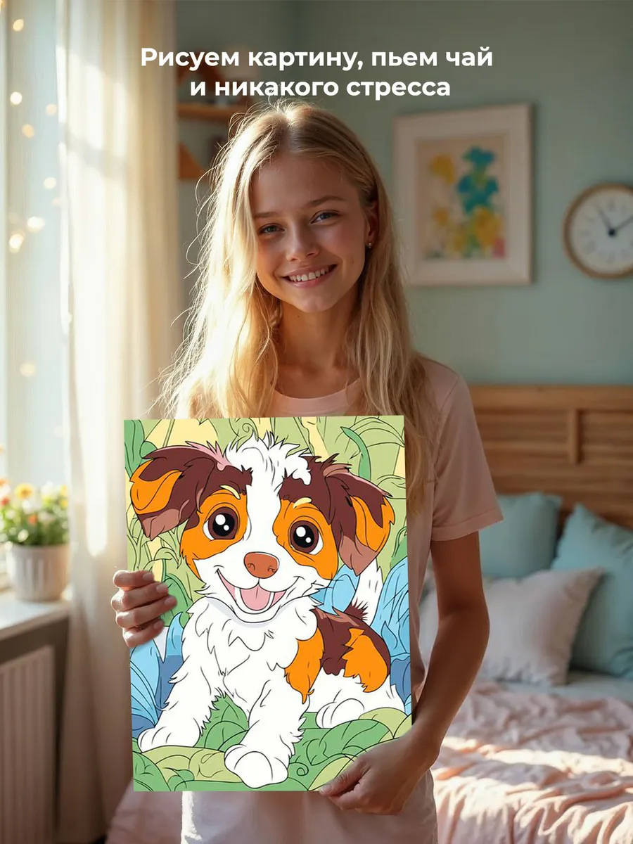 Картина по номерам «Детская, для детей: собака щенок 30х40» — картинка 7