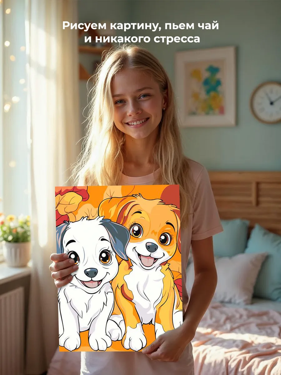 Картина по номерам «Детская, для детей: милые щенята, собаки» — картинка 7