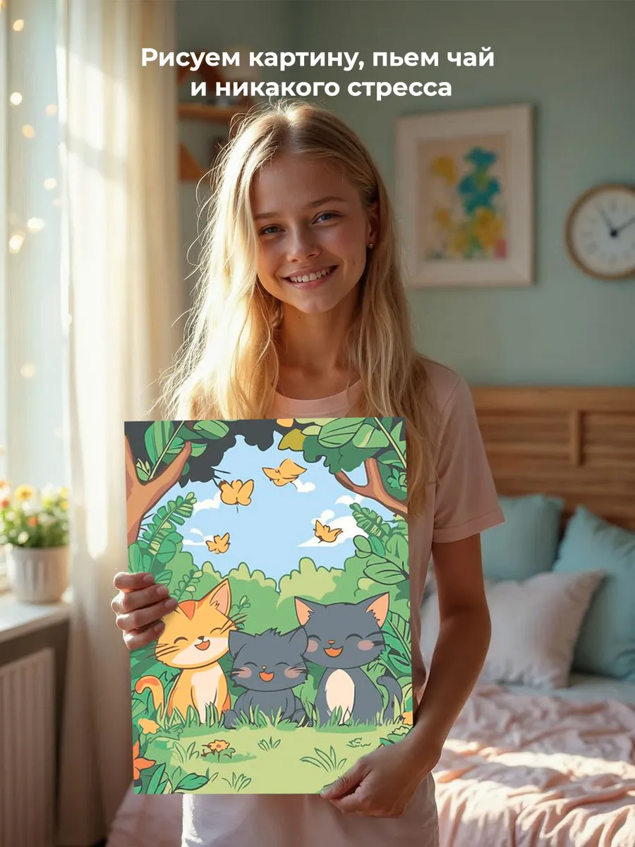 Картина по номерам «Детская, для детей: котята в саду 30х40» — картинка 6