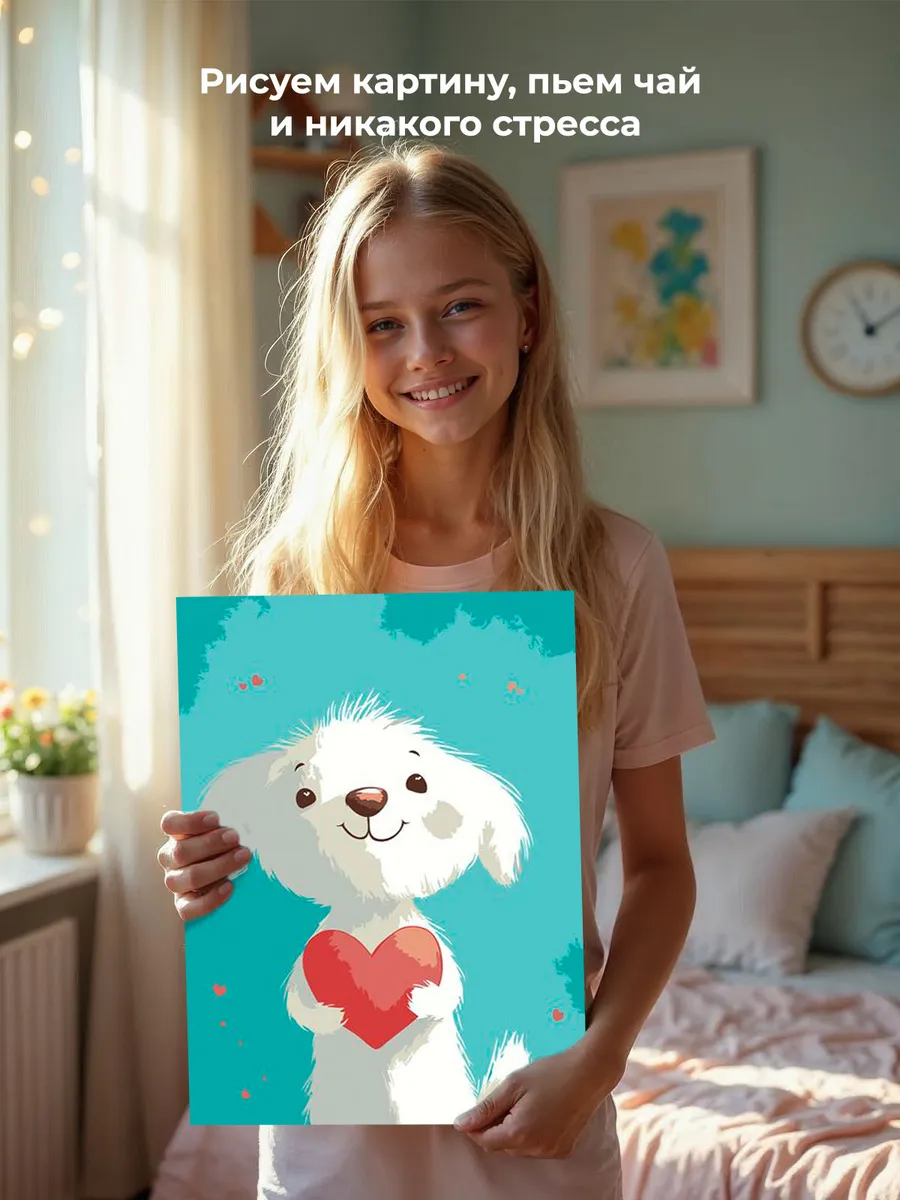 Картина по номерам «Детская, для детей: собака с сердцем» — картинка 7