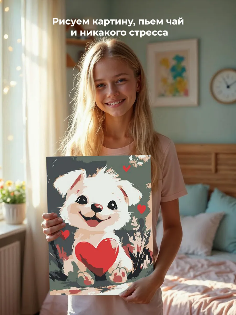 Картина по номерам «Детская, для детей: собака с сердцем» — картинка 6