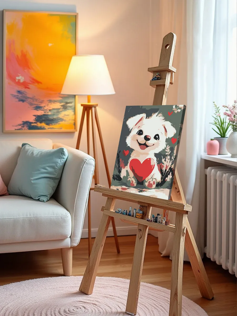 Картина по номерам «Детская, для детей: собака с сердцем» — картинка 9