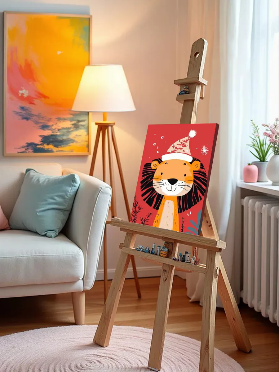 Картина по номерам «Детская, для детей: новогодний лев» — картинка 9