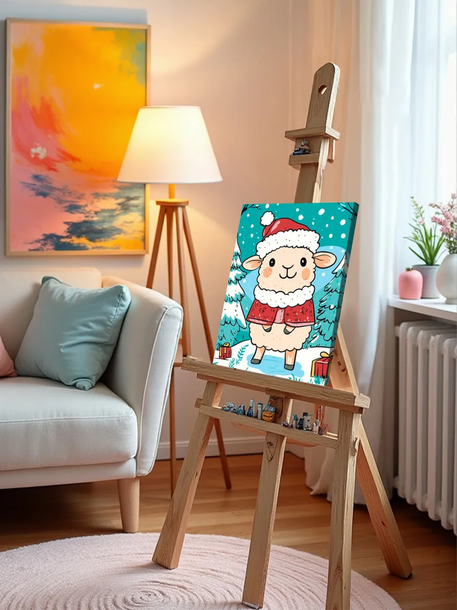 Картина по номерам «Детская, для детей: новогодняя овечка» — картинка 10