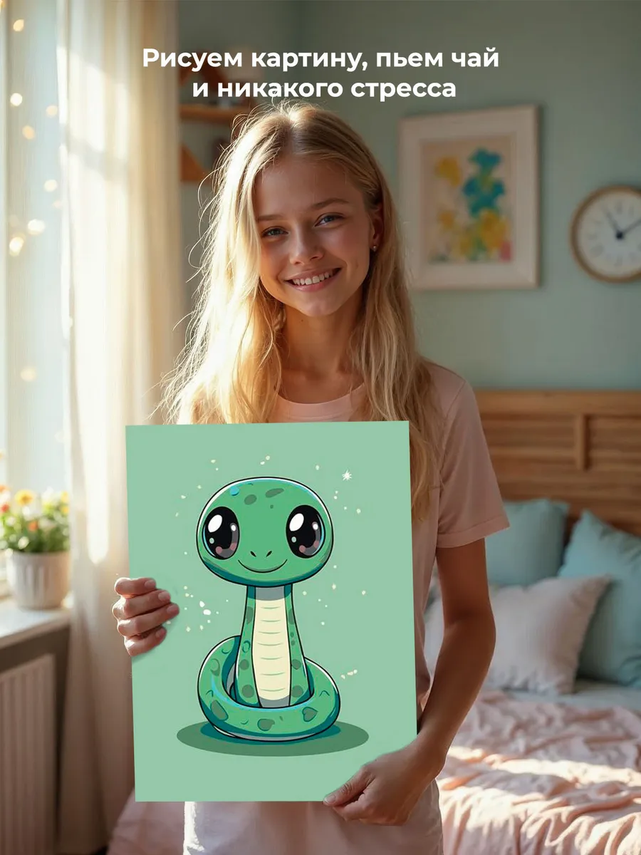 Картина по номерам «Детская, для детей: змейка, символ года» — картинка 7